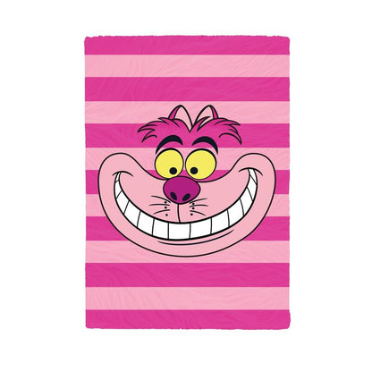 Cuaderno A5 de felpa con Cheshire de Disney sobre rayas rosas