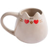 Taza 3D Pusheen color crema con corazones rojos