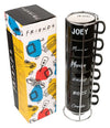 Set de seis tazas negras Friends con expositor metálico