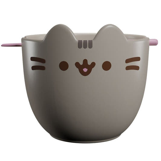 Bowl 3D de ramen Pusheen gris con forma de gato