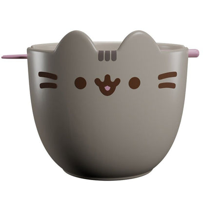 Bowl 3D de ramen Pusheen gris con forma de gato