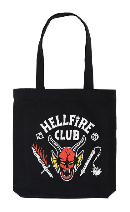 Bolsa negra Hellfire Club de Stranger Things con dos asas