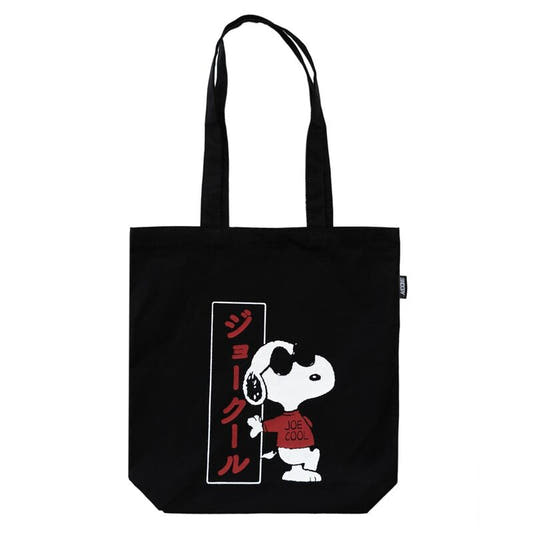 Bolsa negra de algodón Snoopy Joe Cool con dos asas