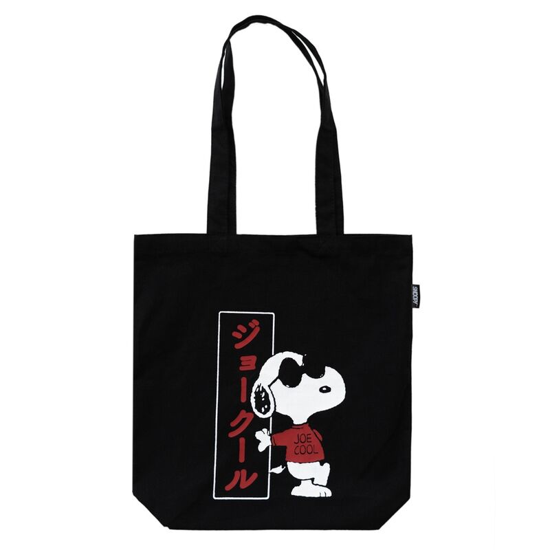 Bolsa negra de algodón Snoopy Joe Cool con dos asas