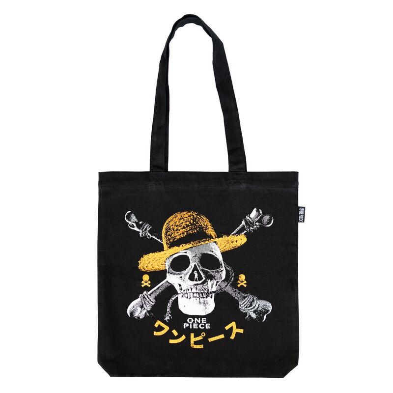Bolsa negra de algodón One Piece con diseño Jolly Roger