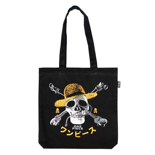 Bolsa negra de algodón One Piece con diseño Jolly Roger