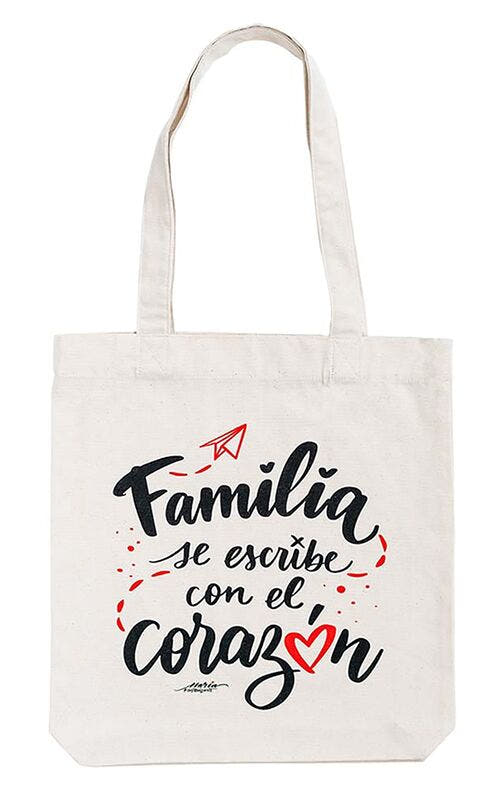 Bolsa shopping ERIK de algodón reciclado con mensaje sobre la familia