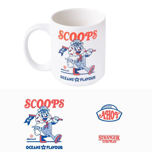 Taza blanca Scoops Ahoy de Stranger Things de 350 ml