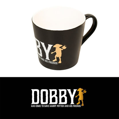 Taza negra de Dobby de Harry Potter con interior blanco