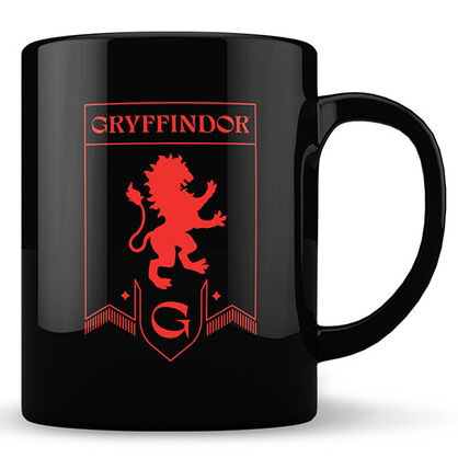 Taza negra de Gryffindor Harry Potter con león rojo