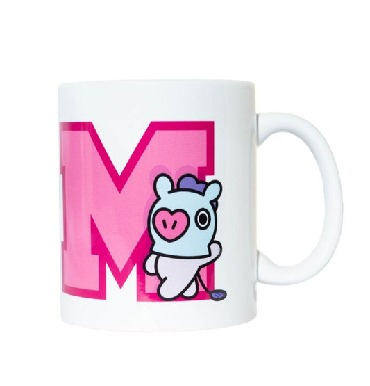 Taza blanca Mang BT21 de 330 ml con diseño rosa