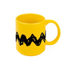 Taza amarilla de cerámica Charlie Brown Snoopy con franja negra en zigzag