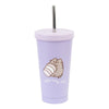 Vaso lila Pusheen de acero inoxidable con tapa y pajita metálica