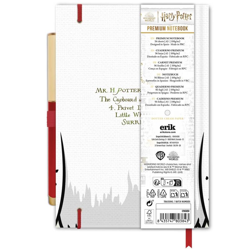 Cuaderno A5 de Hedwig Harry Potter con bolígrafo rojo y dorado - 2