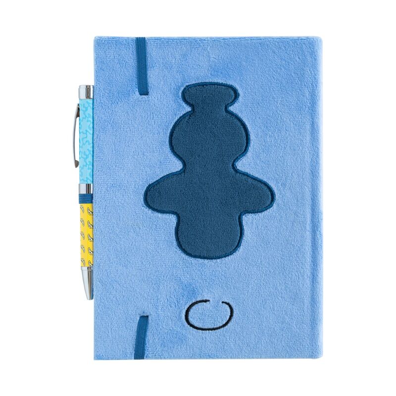 Cuaderno A5 de felpa azul con rostro de Stitch y bolígrafo - 2