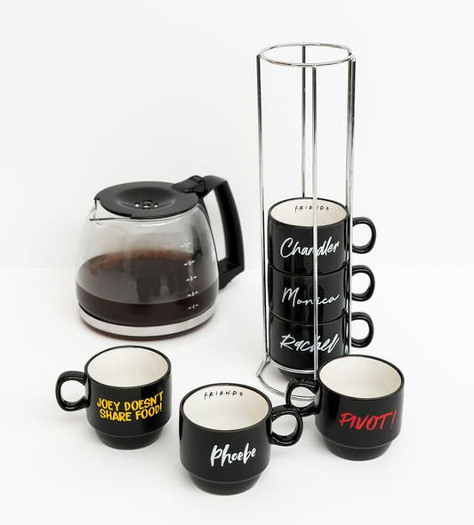 Set de seis tazas negras Friends con expositor metálico - 2