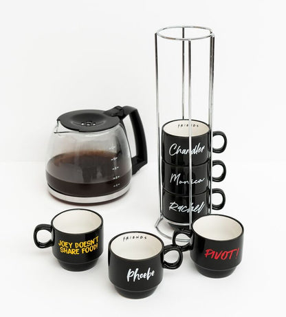 Set de seis tazas negras Friends con expositor metálico - 2