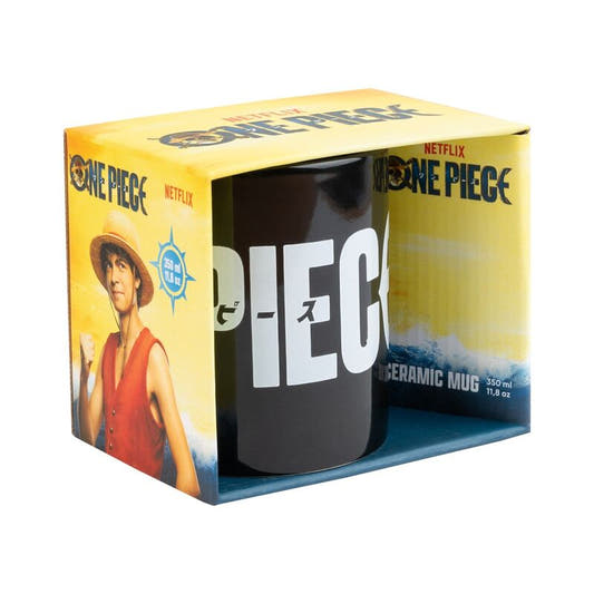 Taza negra de cerámica One Piece con logotipo blanco - 2