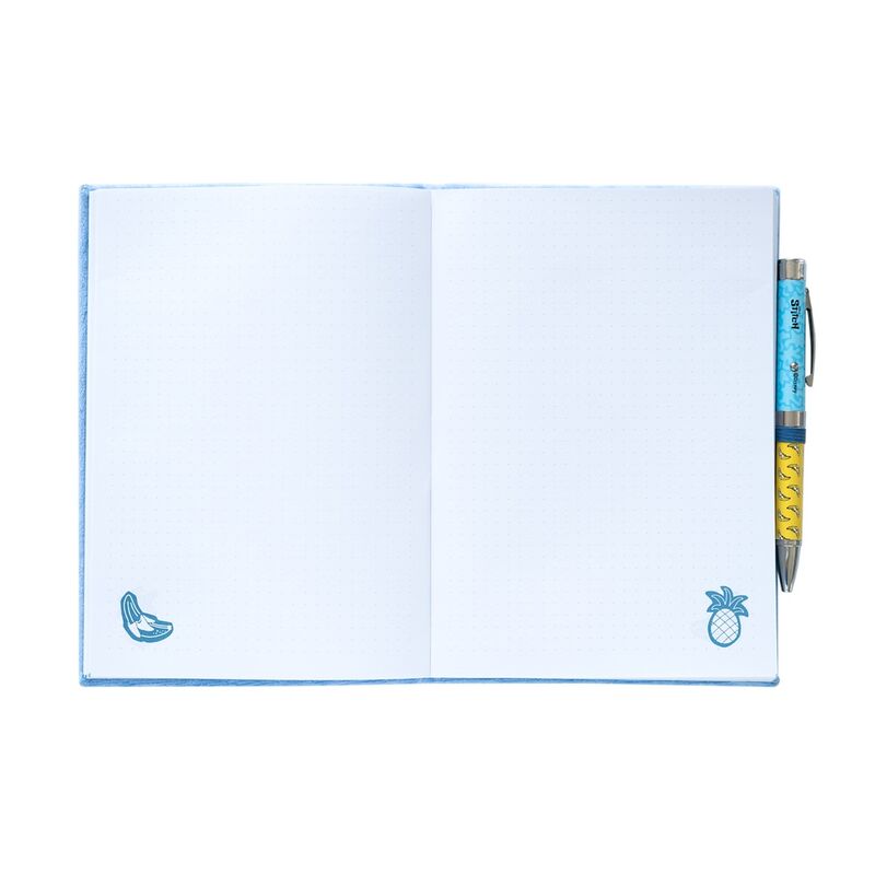 Cuaderno A5 de felpa azul con rostro de Stitch y bolígrafo - 3