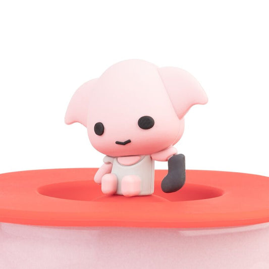 Taza rosa de cerámica de Dobby Harry Potter con tapa roja y figura 3D - 3