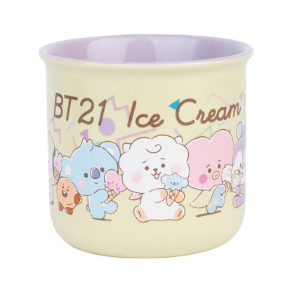 Taza BT21 Ice Cream amarilla con interior lila y personajes - 3
