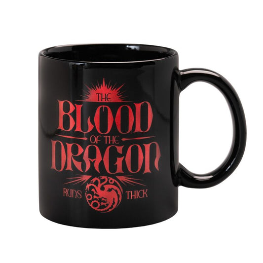 Taza negra de cerámica de La Casa del Dragón con estampado rojo - 3