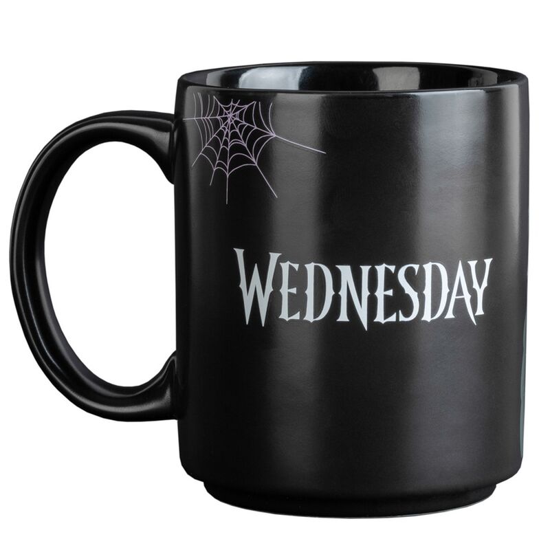Taza negra de Wednesday con ilustración de Miércoles Addams - 3