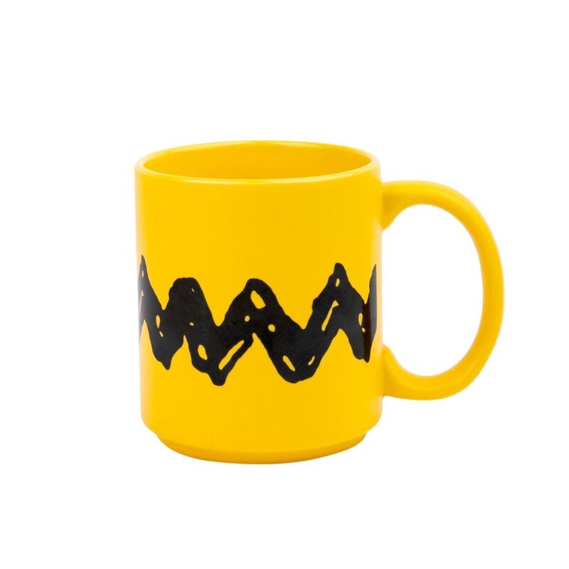 Taza amarilla de cerámica Charlie Brown Snoopy con franja negra en zigzag - 3