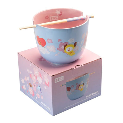 Bowl ramen BT21 azul con dos palillos de bambú - 3