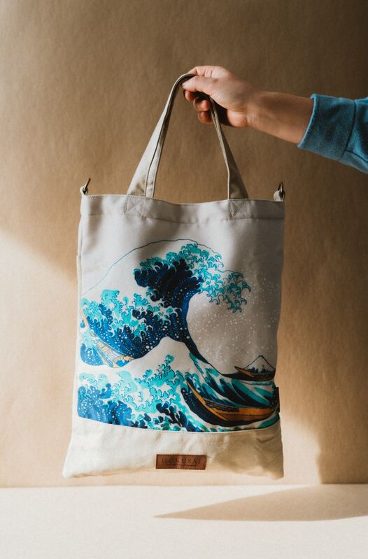 Bolsa shopping ERIK con estampado de La Gran Ola de Kanagawa - 3