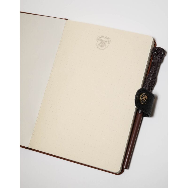 Cuaderno A5 marrón de Hogwarts con bolígrafo varita - 4