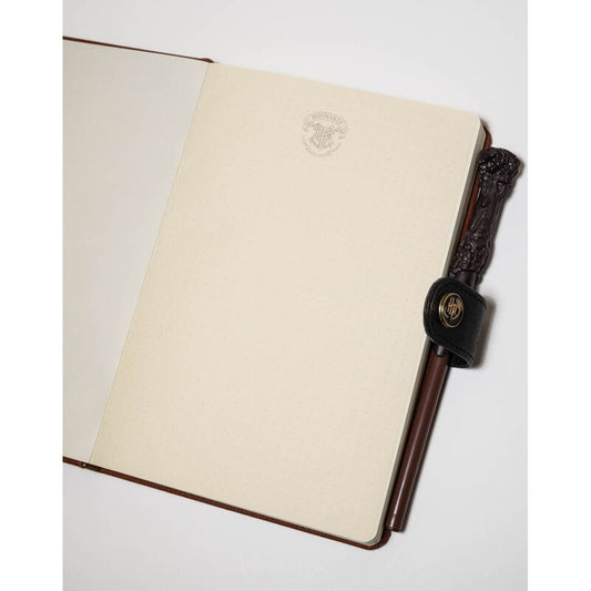 Cuaderno A5 marrón de Hogwarts con bolígrafo varita - 4