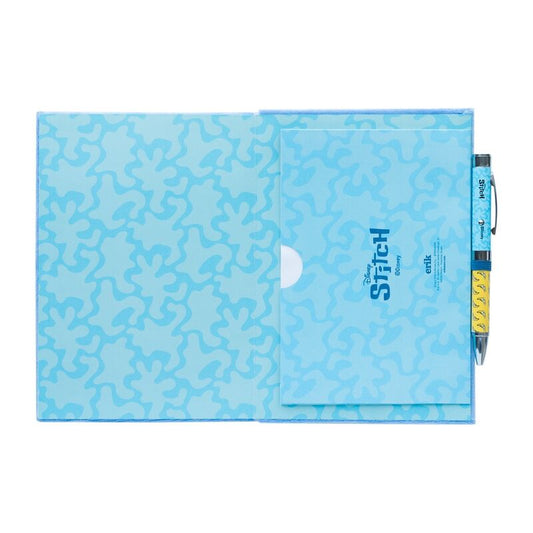 Cuaderno A5 de felpa azul con rostro de Stitch y bolígrafo - 4