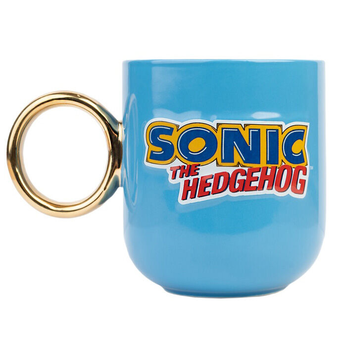 Taza 3D azul de Sonic The Hedgehog con asa dorada - 4