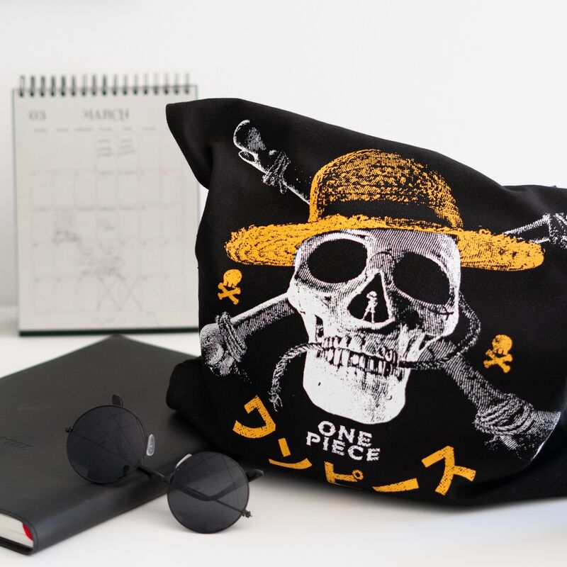 Bolsa negra de algodón One Piece con diseño Jolly Roger - 4