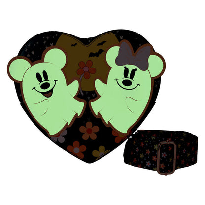 Bolso bandolera corazón Floral Ghost con Mickey y Minnie de Disney Loungefly - 2
