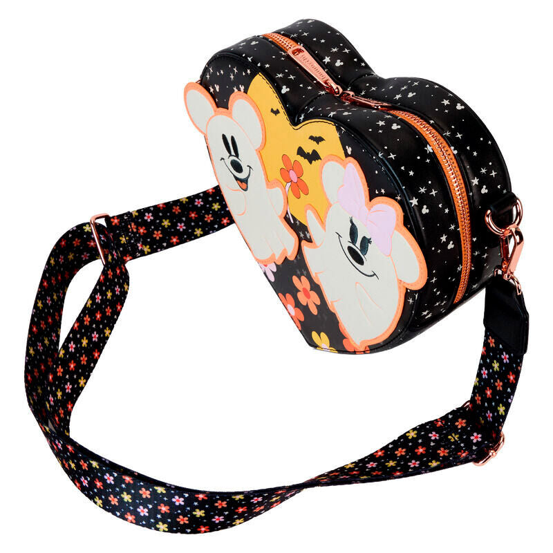 Bolso bandolera corazón Floral Ghost con Mickey y Minnie de Disney Loungefly - 3