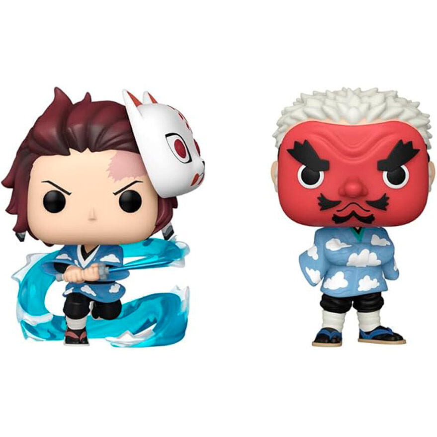 Pack de dos figuras Funko POP de Tanjiro Kamado y Sakonji Urokodaki - 2