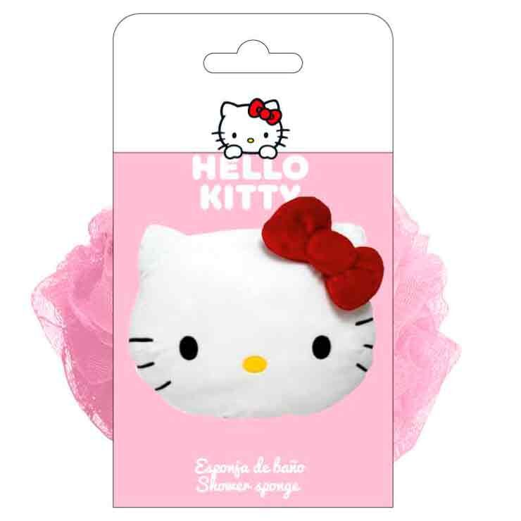 Esponja de ducha 3D rosa con rostro de Hello Kitty y lazo rojo - 2