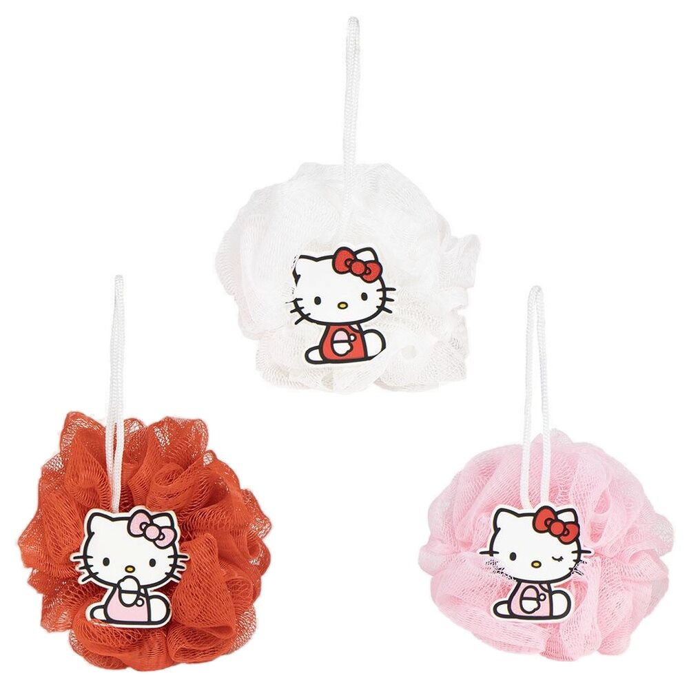 Esponjas de ducha Hello Kitty surtidas en blanco, rosa y naranja