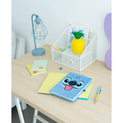 Cuaderno A5 de felpa azul con rostro de Stitch y bolígrafo - 5