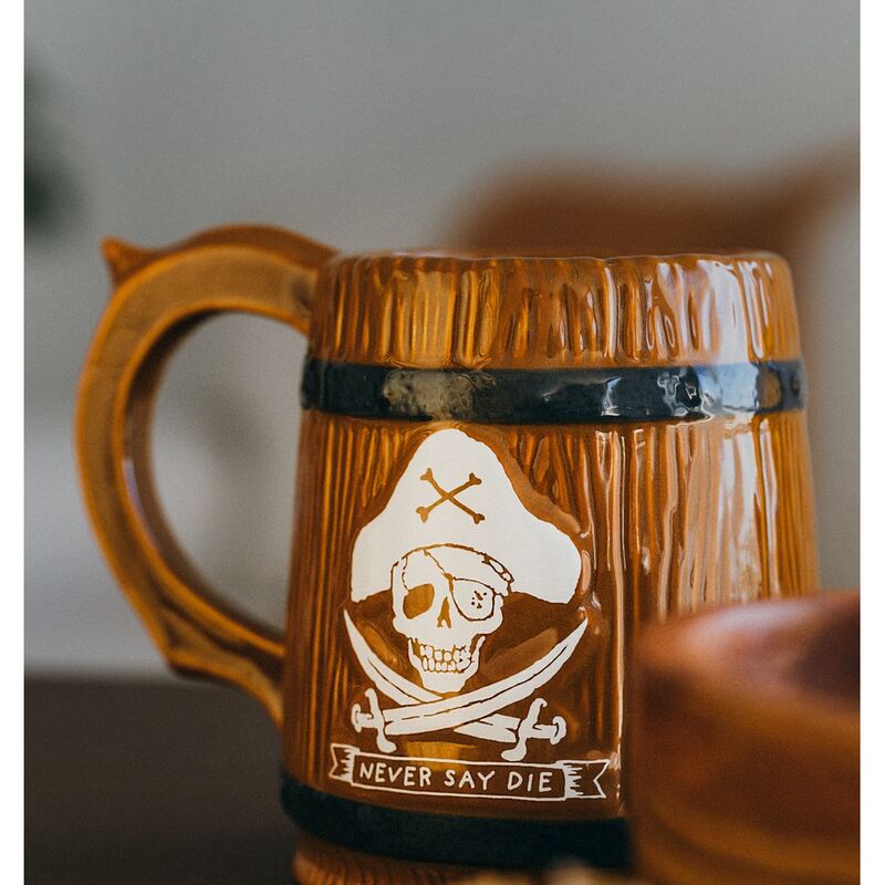 Jarra de gres de The Goonies con calavera y lema Never Say Die - 5