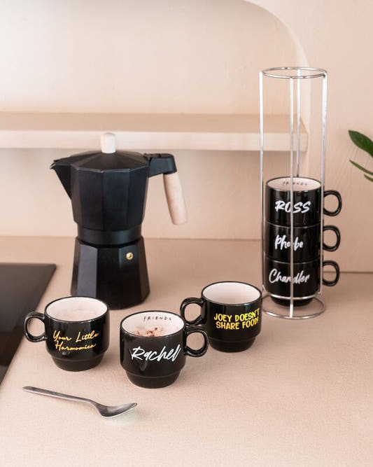 Set de seis tazas negras Friends con expositor metálico - 5