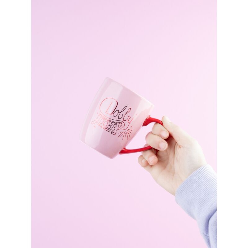 Taza rosa de cerámica de Dobby Harry Potter con tapa roja y figura 3D - 5