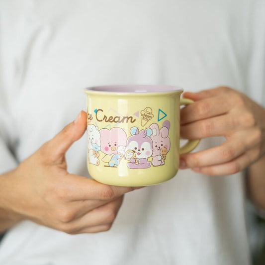 Taza BT21 Ice Cream amarilla con interior lila y personajes - 5