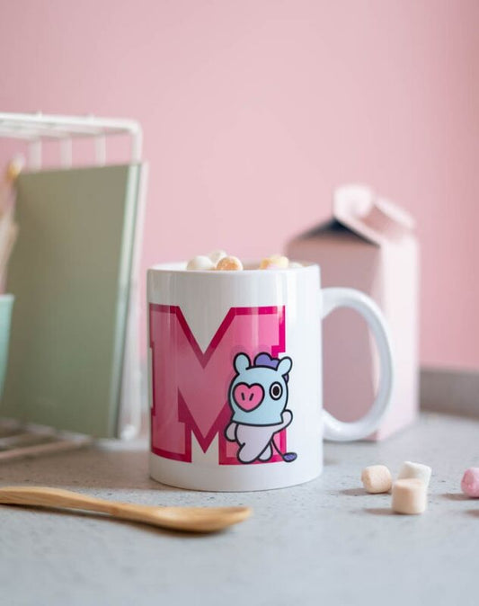 Taza blanca Mang BT21 de 330 ml con diseño rosa - 5