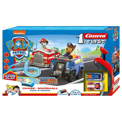 Circuito de carreras Carrera First Race N Rescue de Paw Patrol con Chase y Marshall
