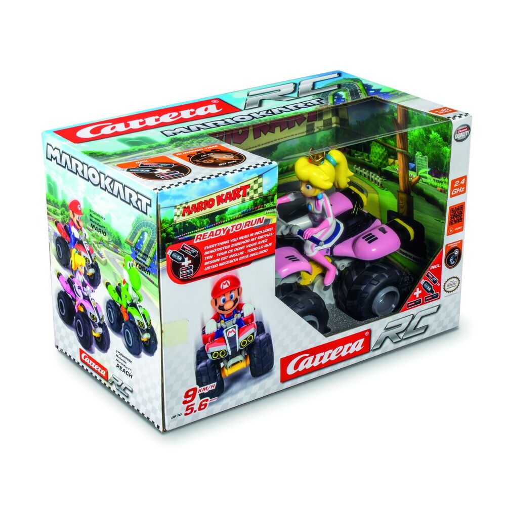 Quad teledirigido rosa de Peach de Mario Kart Carrera RC