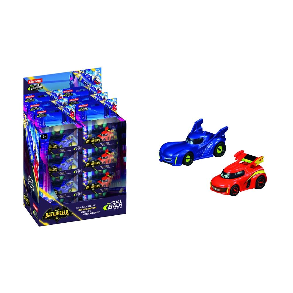 Coche Carrera Pull & Speed Batwheels DC Comics en expositor surtido - 2