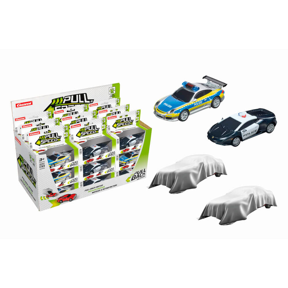 Coche de policía CARRERA Pull & Speed a escala 1:43